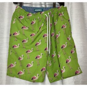 BONOBOS Swim Trunks Mens Small Lined Shorts Beach  Flamingos Side Pockets Shorts